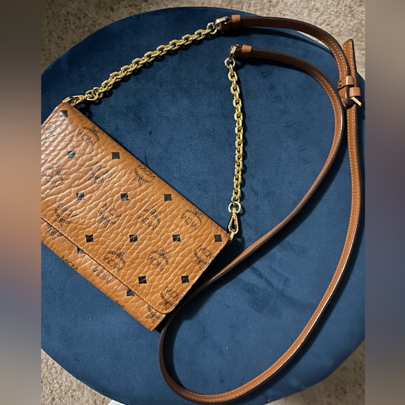 MCM Bags Mcm Crossbody Phone Wallet In Visetos Original Cognac